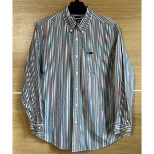 Chaps Easy-Care Button-Down Shirt - Mens L - Multicolor striped Long Sleeve